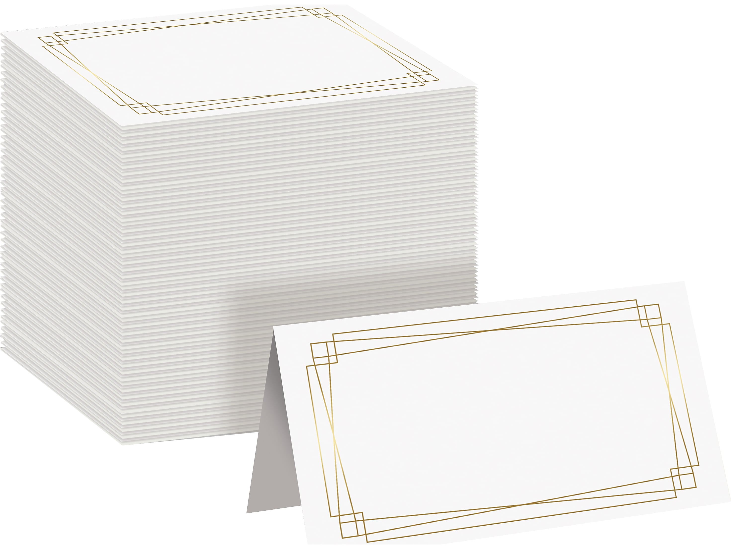 Better Office 2" x 3.5" White/Gold Table Tent Place Card, 100/Pack (64648-100PK)