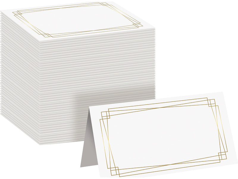 Better Office 2" x 3.5" White/Gold Table Tent Place Card, 100/Pack (64648-100PK)