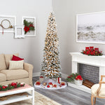 Nearly Natural 8-ft Flocked Pencil Artificial Christmas Tree with 500 Clear Lights and 646 Bendable Branches (T1908)