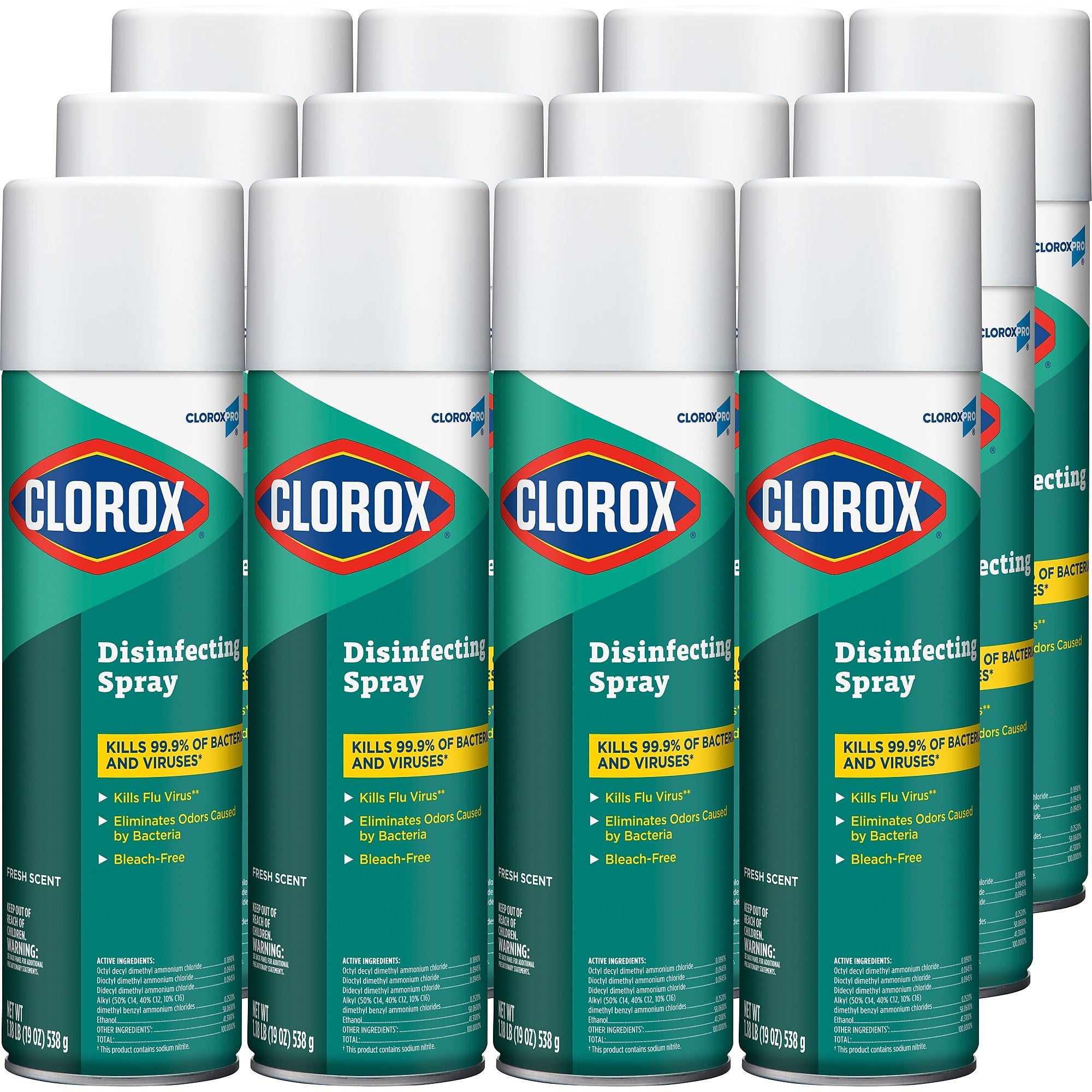CloroxPro Disinfecting Spray, Fresh Scent, 19 oz., 12/Carton (CLO38504CT)