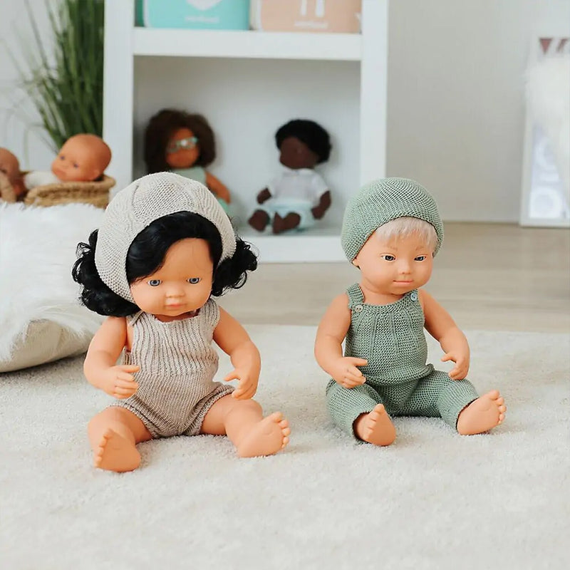 MINILAND Clothes for 15" Dolls, Knitted Outfit Overall & Beanie Hat (MLE31689)