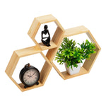 Mind Reader 3-Shelf Mouted Honeycomb Hexagon Floating Shelves, 12" x 3.13" x 13.75" (WWALL3PC-BRN)
