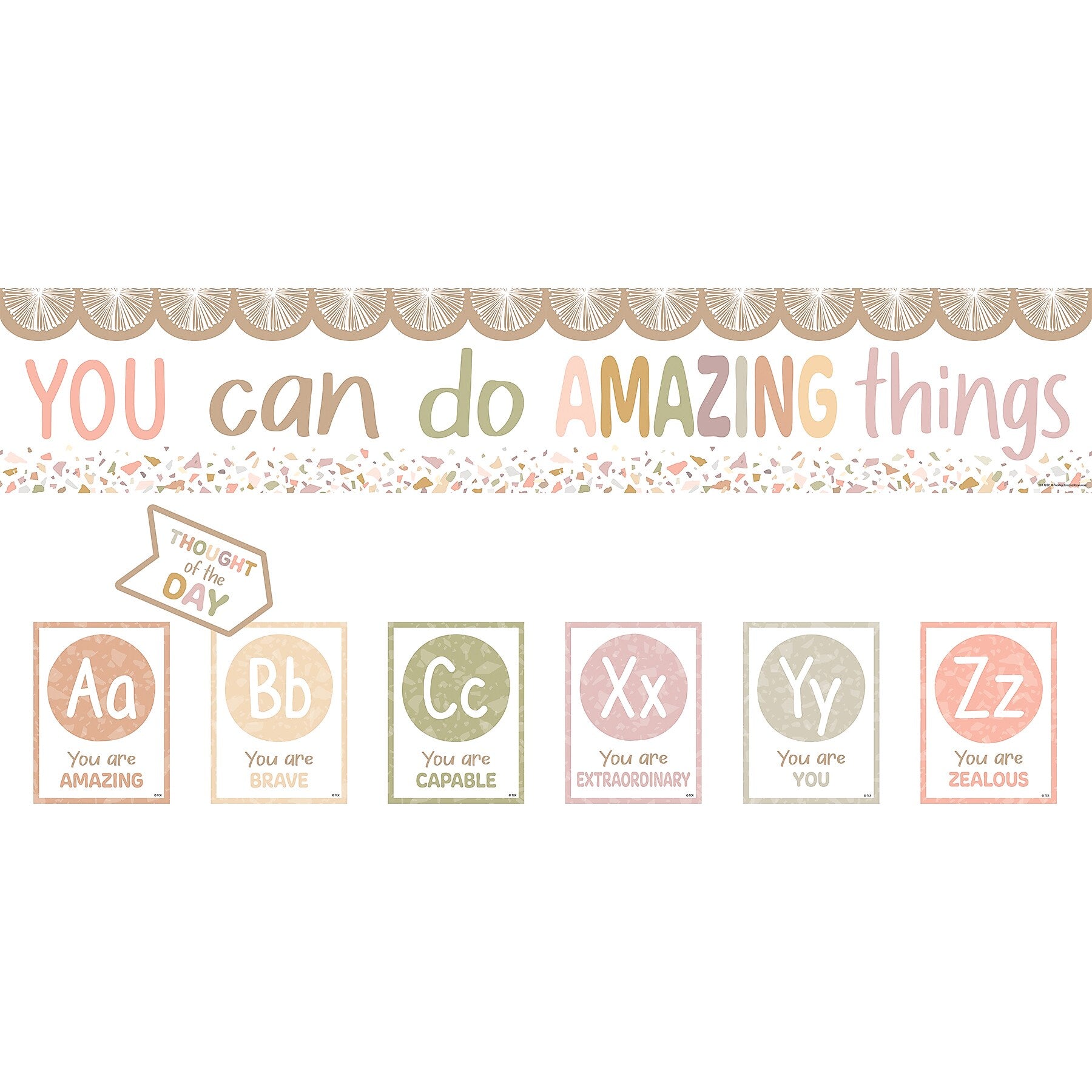 Teacher Created Resources Terrazzo Tones Alphabet Affirmations Bulletin Board Set, 29/Set (TCR7202)
