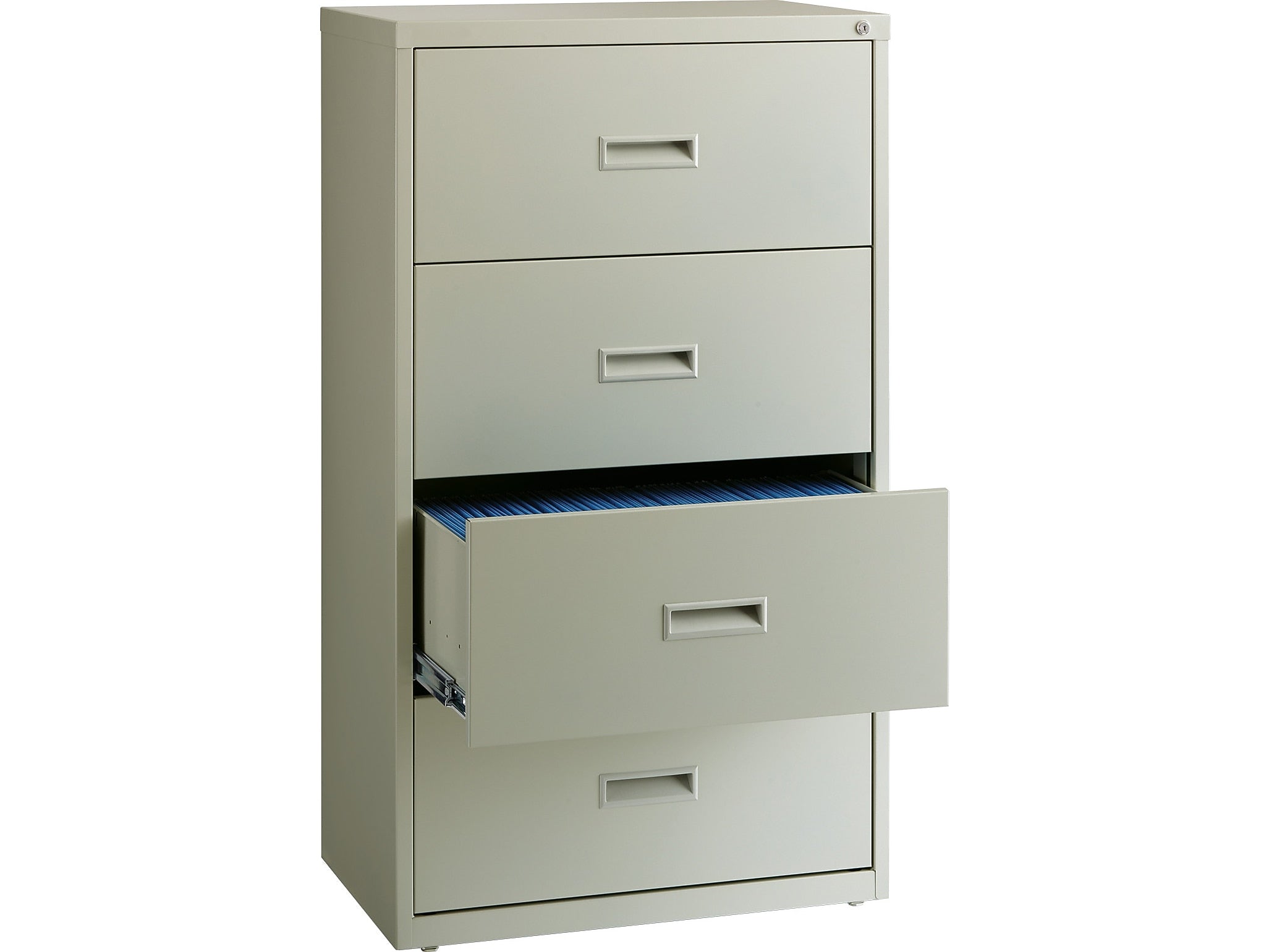 Hirsh HL1000 Series 4-Drawer Lateral File Cabinet, Letter/Legal Size, Lockable, 52.5"H x 30"W x 18.63"D, Light Gray (19440)