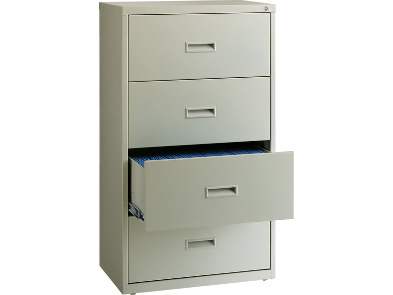 Hirsh HL1000 Series 4-Drawer Lateral File Cabinet, Letter/Legal Size, Lockable, 52.5"H x 30"W x 18.63"D, Light Gray (19440)