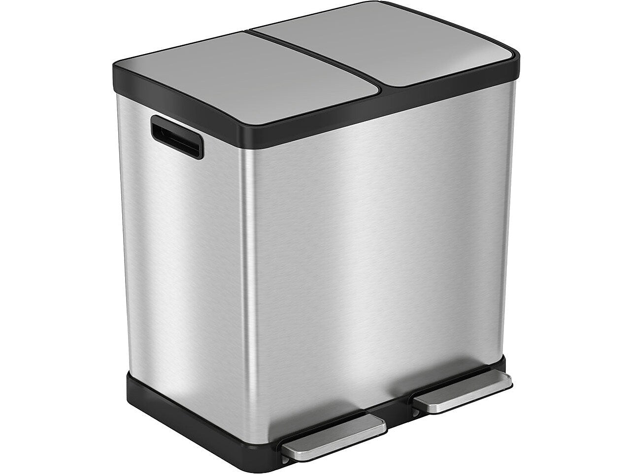 HLS Commercial Stainless Steel Trash Can & Recycling Bin Combo, 16-Gallon, Silver (HLSS16R)