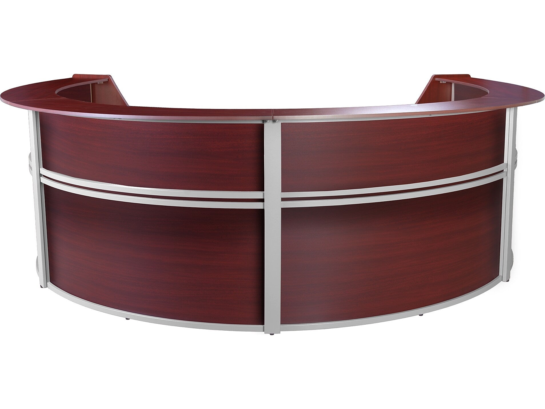 Regency Marque 142"W Curved Reception Desk Workstation, Mahogany (77294MH)