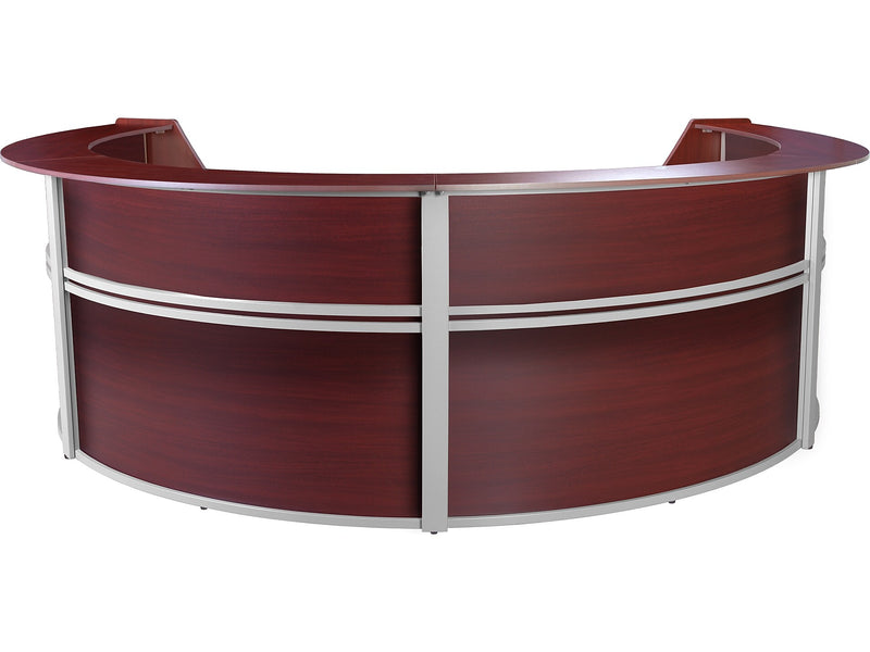 Regency Marque 142"W Curved Reception Desk Workstation, Mahogany (77294MH)