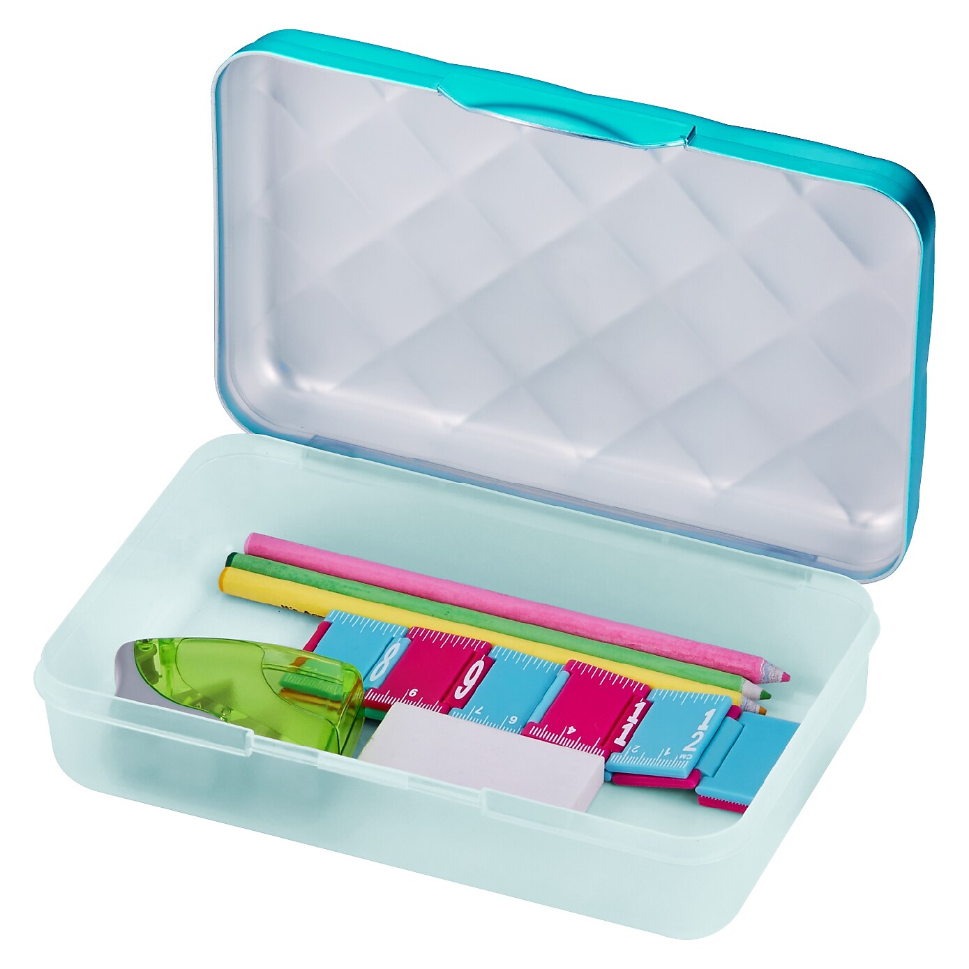 Lockermate Quilted Metallic Clasp Pencil Case, Turquoise (23130-TQ21)