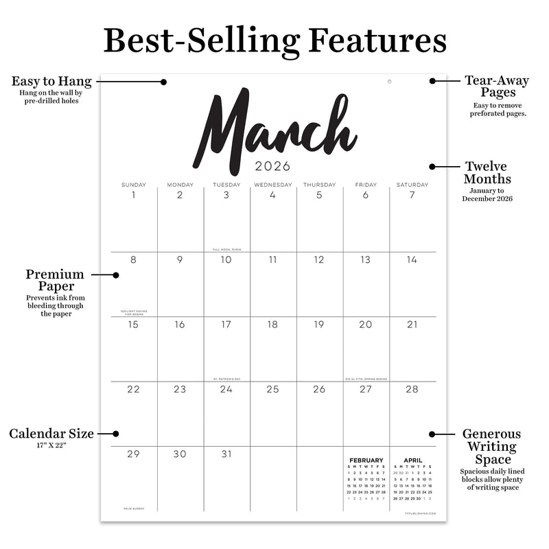 2026 TF Publishing 17" x 22" Monthly Desk Calendar, (26-8214)