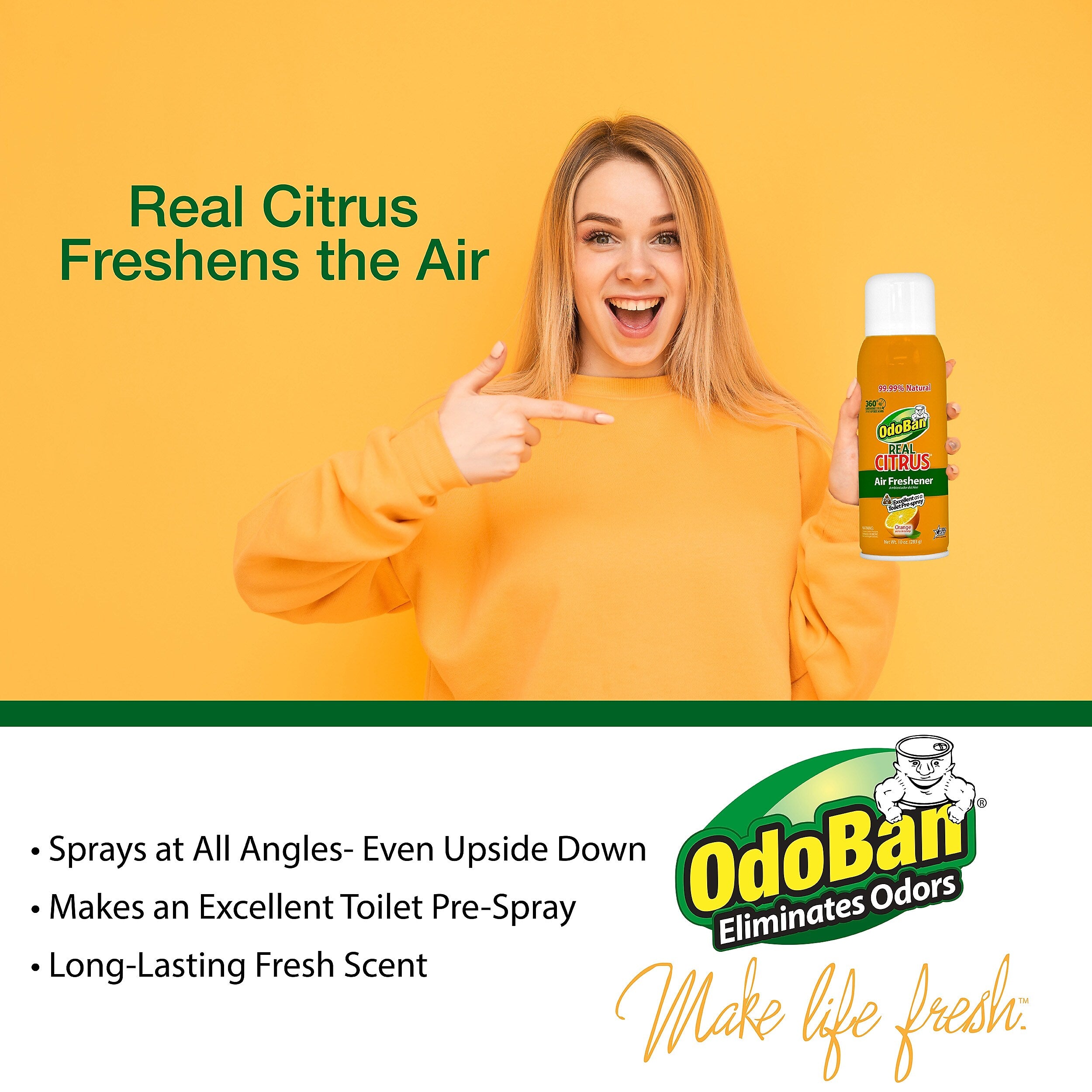 OdoBan Real Citrus Air Freshener Spray, 10 oz., Orange Scent (9793D70-10A)