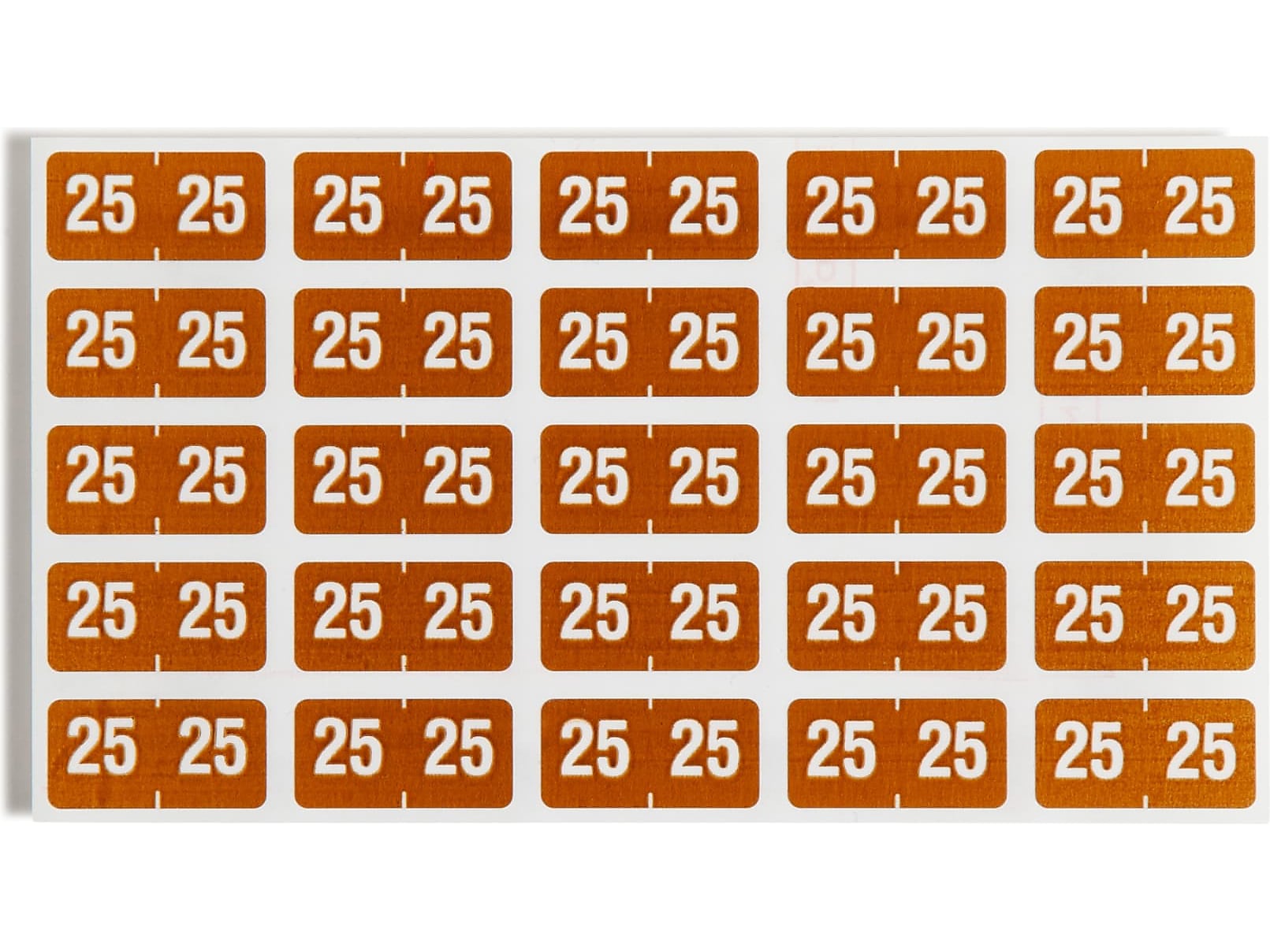 Smead "25" ETS Color-Coded Labels, 1" x 0.5" Brown, 25 Labels/Sheet, 10 Sheets/Pack (67925)