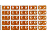 Smead "25" ETS Color-Coded Labels, 1" x 0.5" Brown, 25 Labels/Sheet, 10 Sheets/Pack (67925)