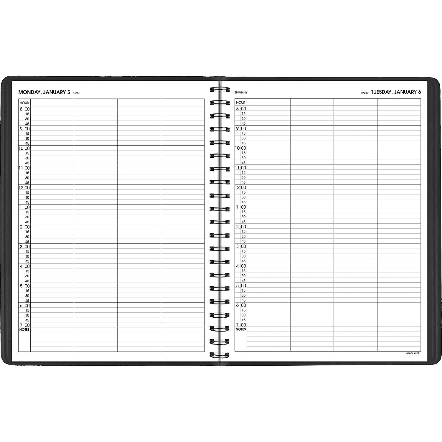 2026 AT-A-GLANCE 8" x 11" Calendar Year/Daily Appointment Book, Faux Leather Cover, Black (70-822-05-26)