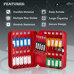 AdirOffice 30-Key Cabinet with Combination Lock and Key Tags, Red (682-30-RED-689-PKG)