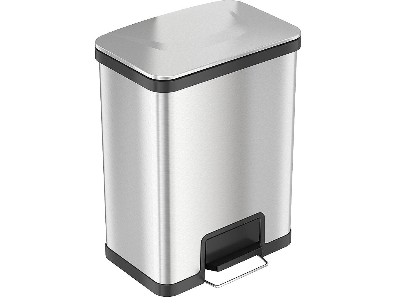 HLS Commercial Stainless Steel Step Trash Can with Hinged Lid, 13-Gallon, Silver (HLS13SS)