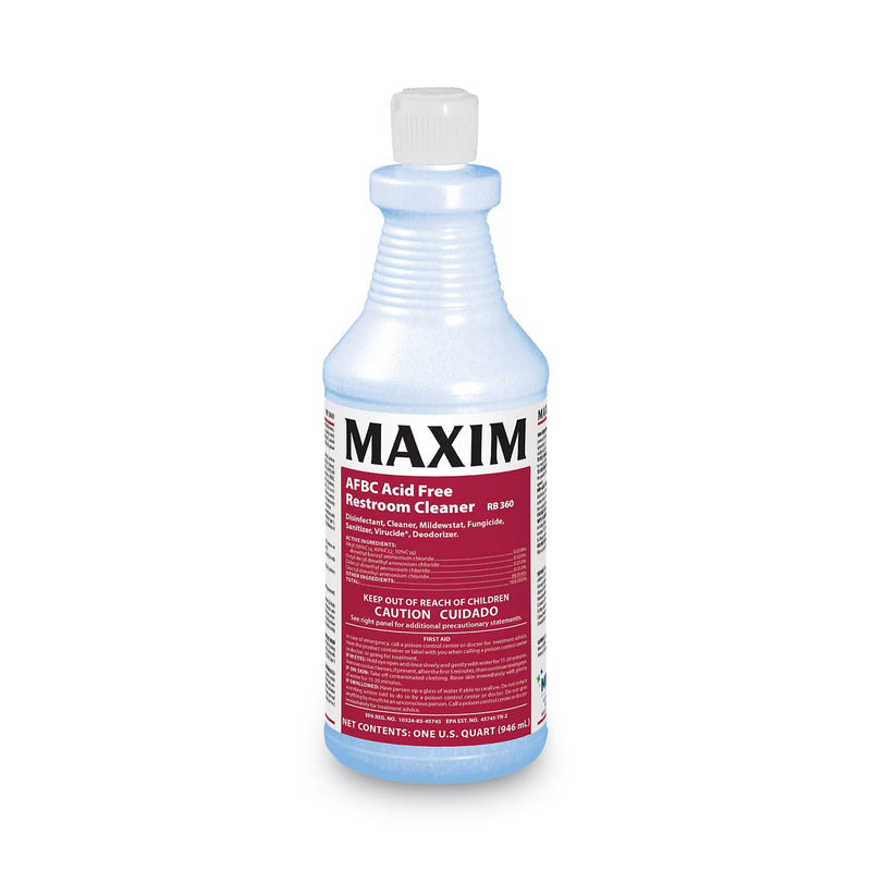 Maxim AFBC Acid-Free Restroom Cleaner, Safe-to-Ship, Fresh Scent, 32 oz Bottle, 6/Carton (MLB03600086)