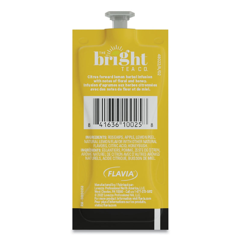 FLAVIA The Bright Tea Co. Lemon Herbal Tea Freshpack, Lemon, 0.11 oz Pouch, 100/Carton