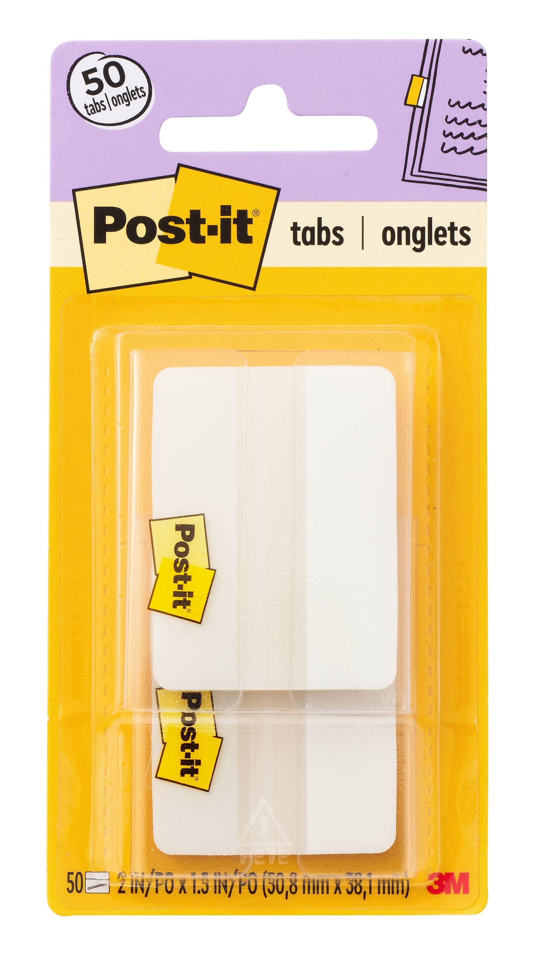 Post-it Durable Tabs, 2" Wide, White, 50 Tabs/Pack (686F-50WH)