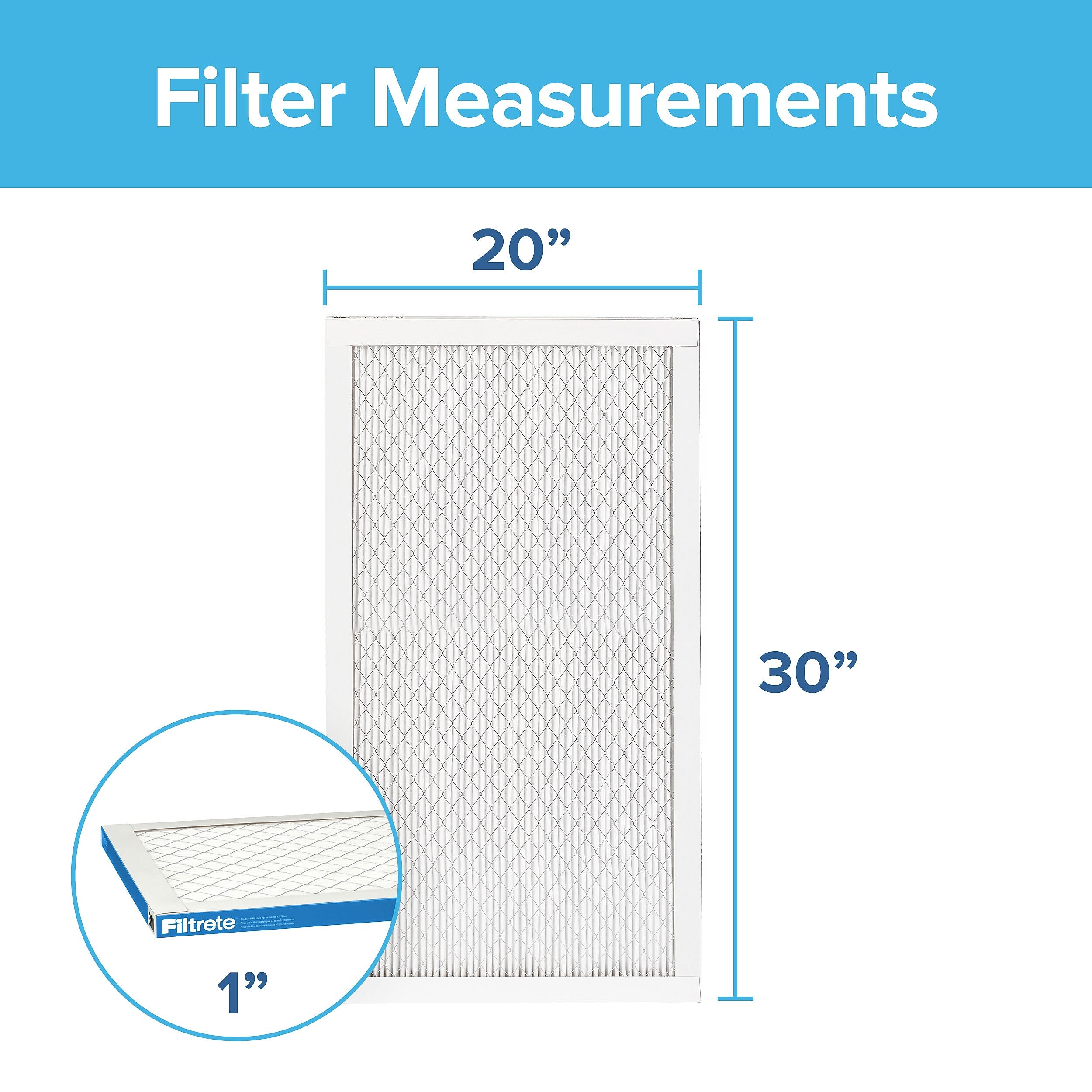 Filtrete High Performance 20" x 30" x 1" Pleated Air Filter, MERV 13, 4/Carton (1900 MPR)