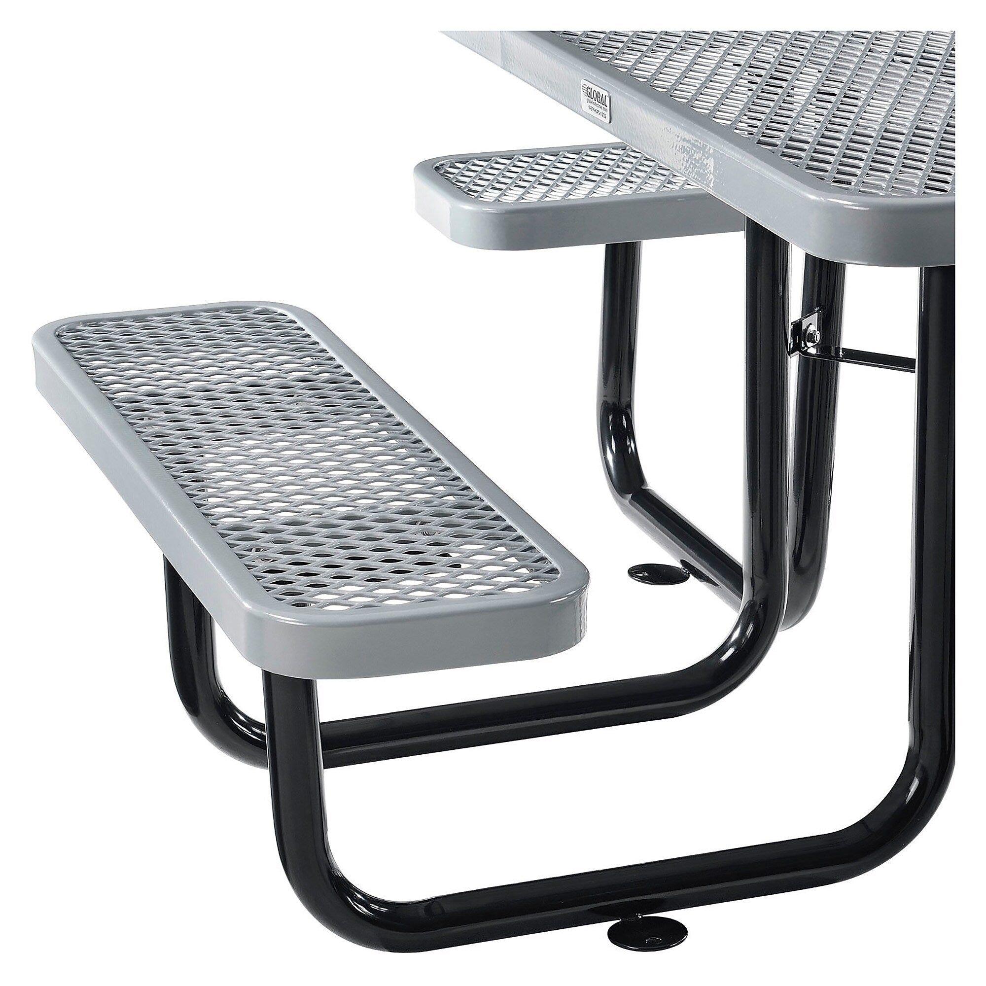 Global Industrial 46" Square Outdoor Steel Picnic Table, Expanded Metal, Gray (277151GY)