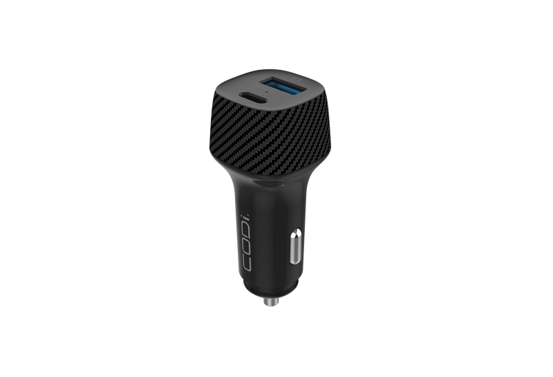 CODi 20W Dual Port Car Charger, USB-A & USB-C Outputs (A01109)