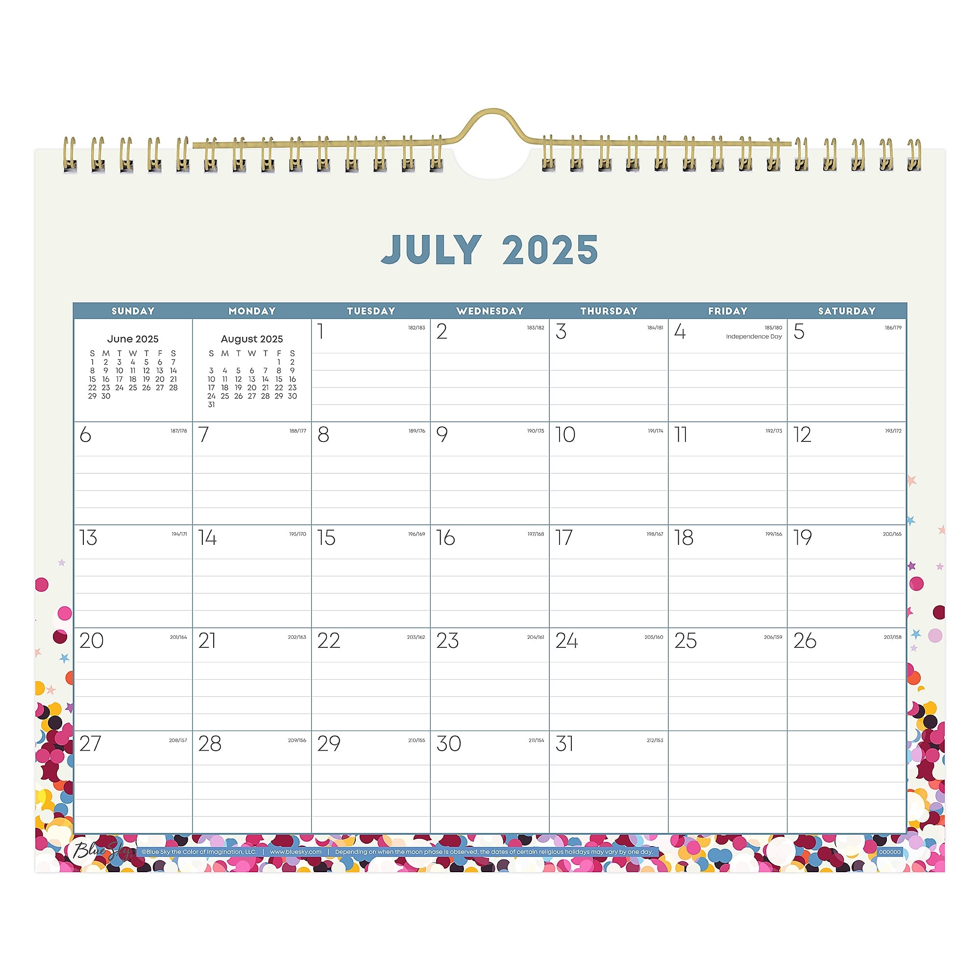 2025-2026 Blue Sky Star Confetti Bright 11" x 8.75" Academic Monthly Desk Pad Calendar (148671-A26)