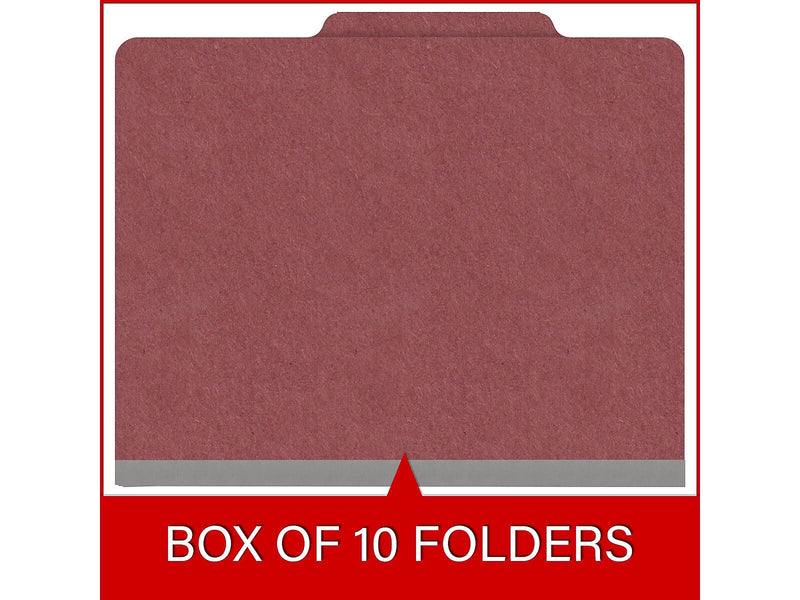 Medical Arts Press Pressboard Classification Folder, 2 Dividers, 2" Expansion, Letter Size, Dark Red, 10/Box