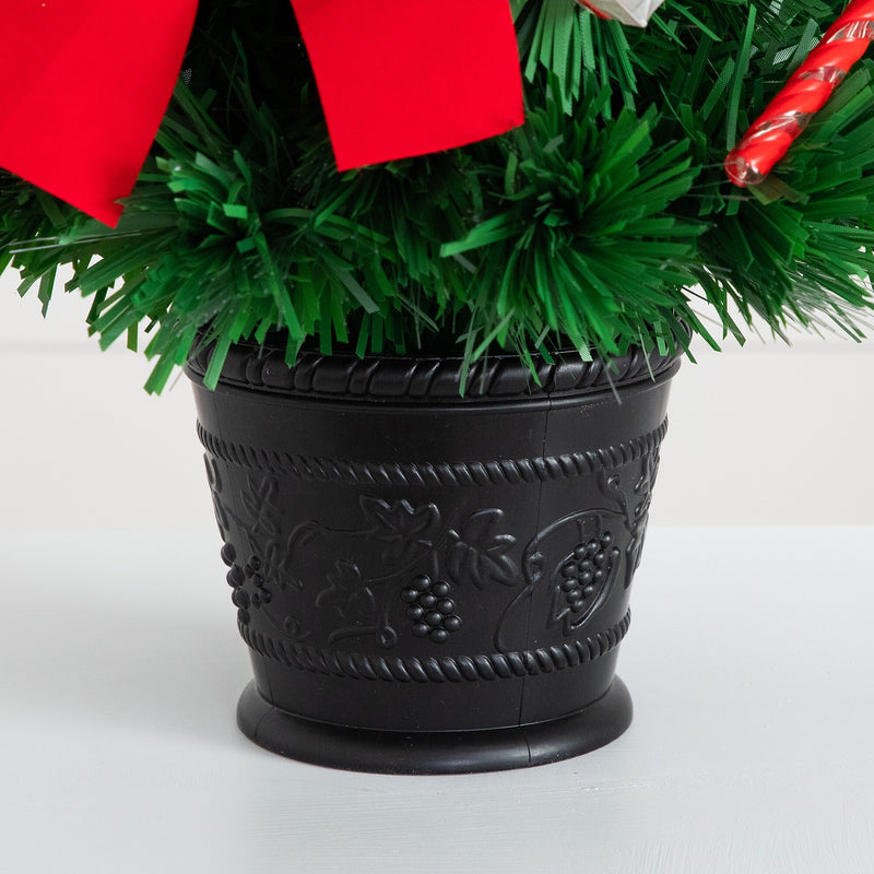 Nearly Natural 24-in Pre-Lit Fiber Optic Classic Star Topped Artificial Christmas Tree with Decorative Planter (T4751)