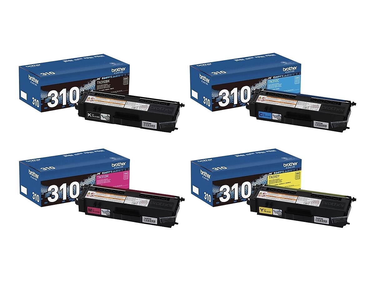Brother TN-310 Black/Cyan/Magenta/Yellow Standard Yield Toner Cartridges, 4/Pack (TN310SET-STP)