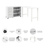 Bush Business Furniture Hustle 48"W Computer Desk and Storage Cabinet with Drawers and Shelves, White (HUS007WH)