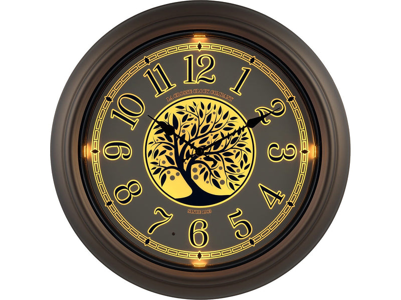La Crosse Technology Indoor/Outdoor Lighted Dial Analog Quartz Wall Clock, 18"Dia. (403-3246BR)