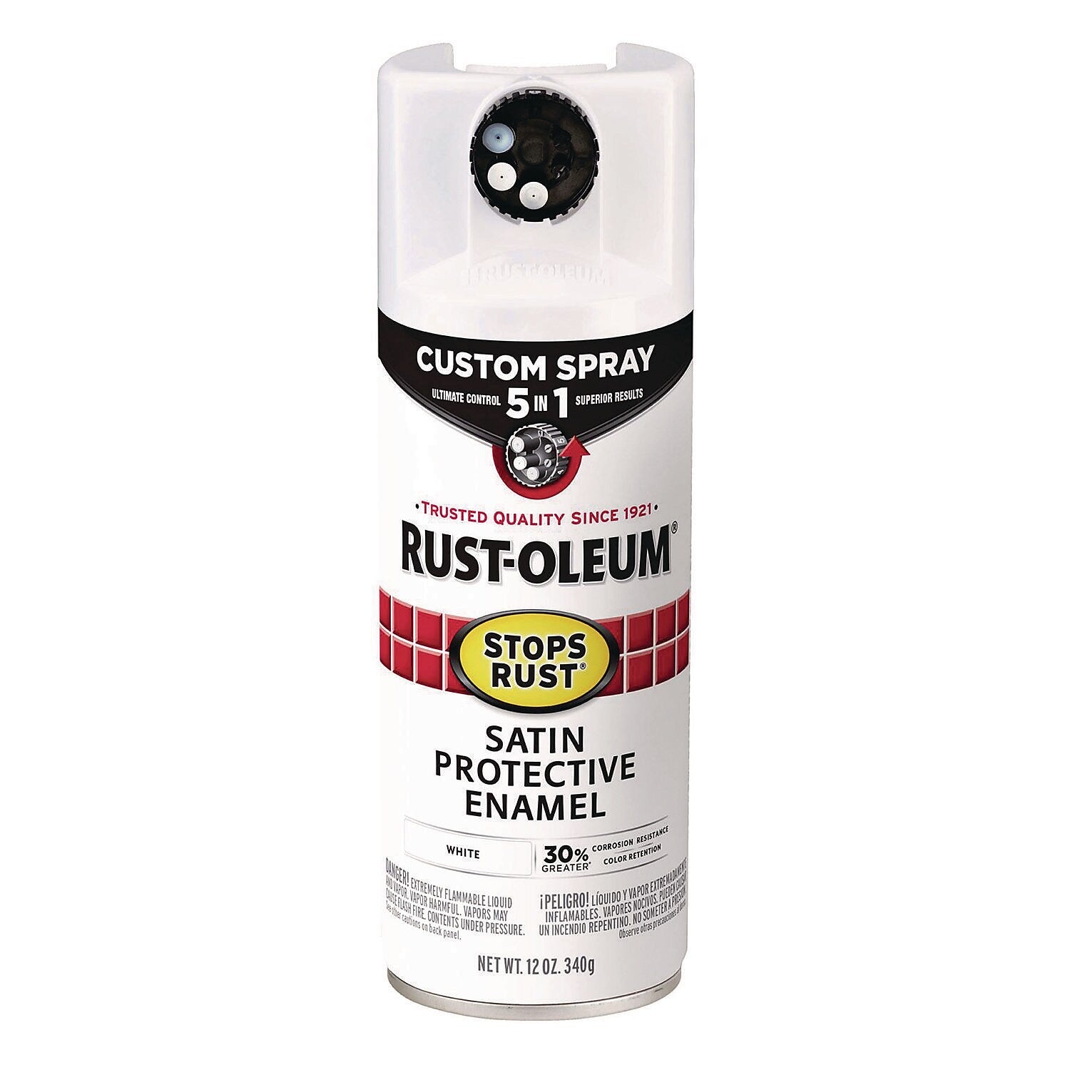 Rust-Oleum Stops Rust 5-in-1 Spray Paint, Satin White, 12 oz., 6/Carton (376870)