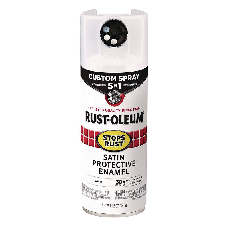 Rust-Oleum Stops Rust 5-in-1 Spray Paint, Satin White, 12 oz., 6/Carton (376870)