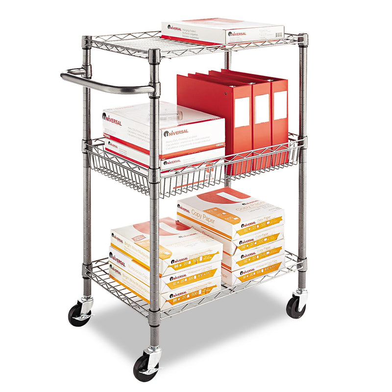 Alera 2-Shelf Wire Utility Cart, Anthracite Black (ALESW342416BA)