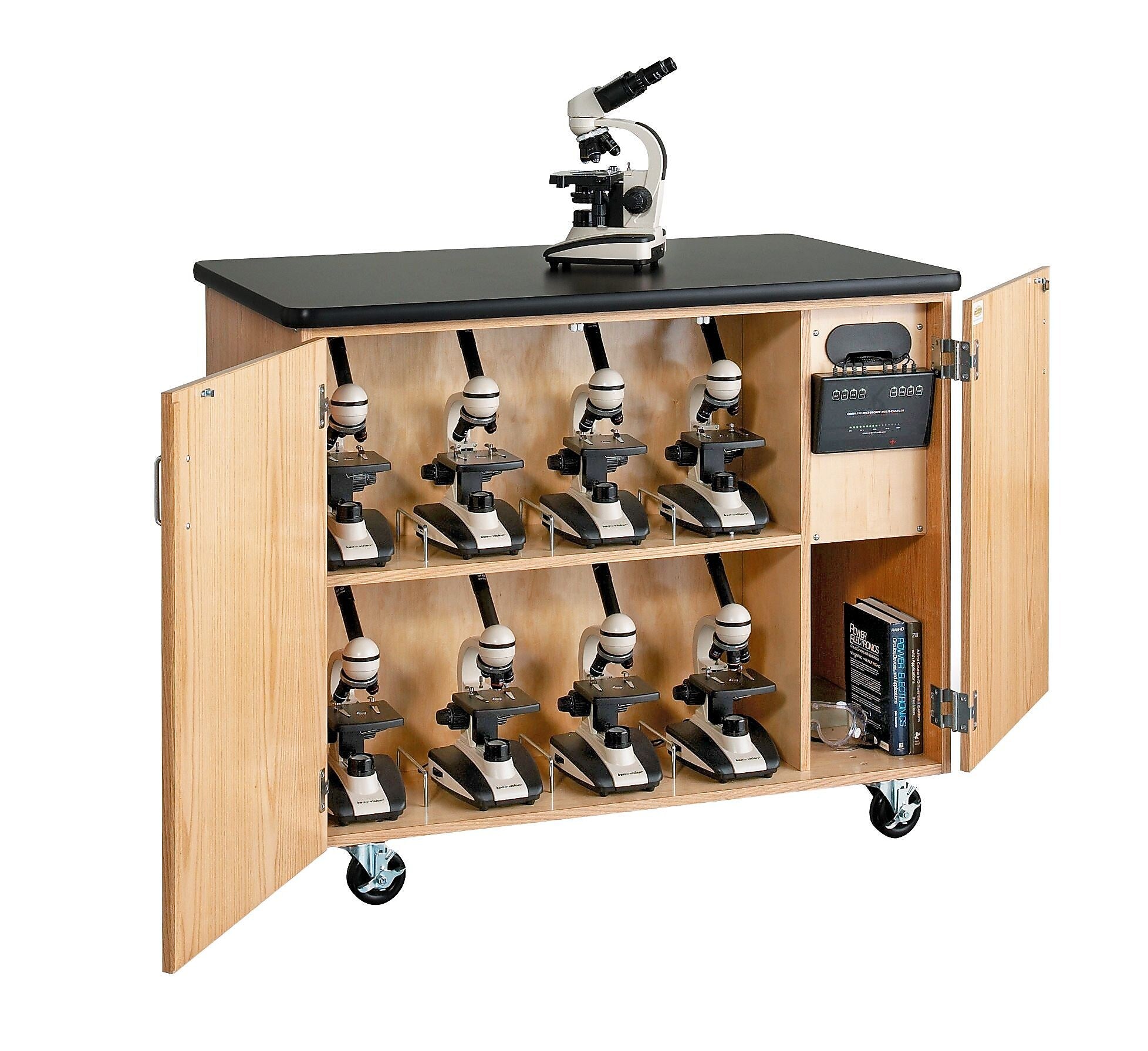 DWI Micro-Charge Station Wood Veneer Table with Storage
