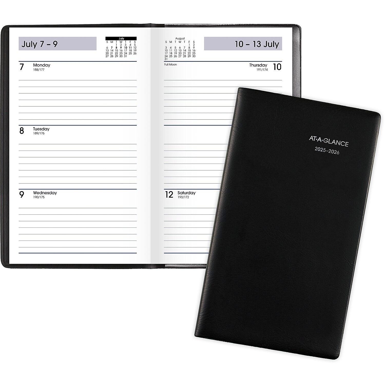 2025-2026 AT-A-GLANCE DayMinder 3.5" x 6" Academic Weekly Planner, Black (AY48-00-26)