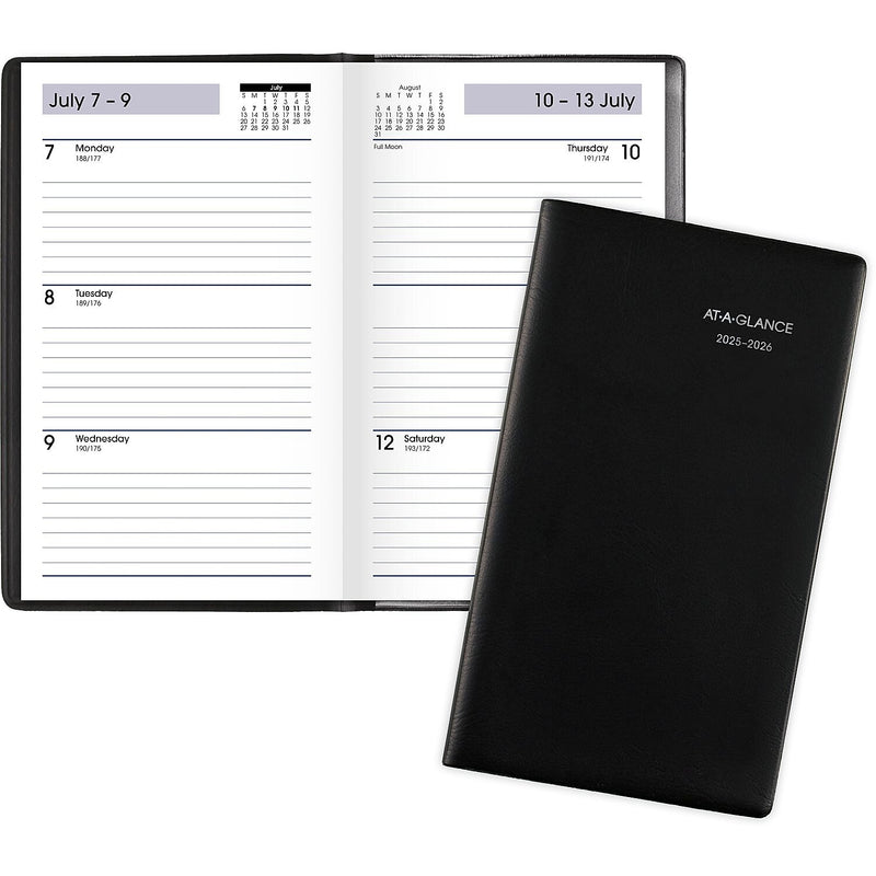 2025-2026 AT-A-GLANCE DayMinder 3.5" x 6" Academic Weekly Planner, Black (AY48-00-26)