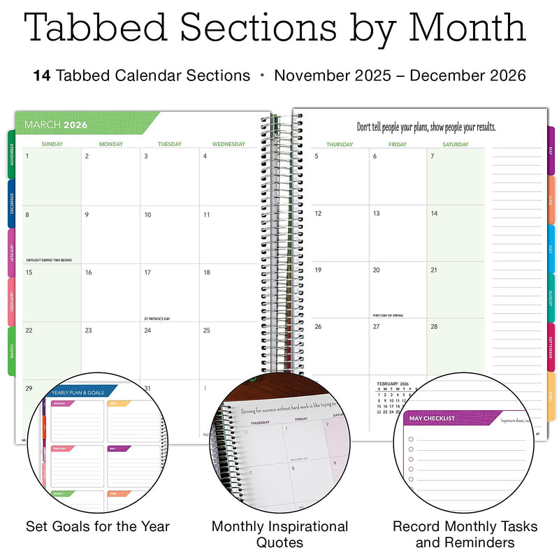 2026 Global Printed Products Rainbow Gold Marble 8.5" x 11" Weekly & Monthly Planner, Paperboard Cover (NRY26-DCY-36)