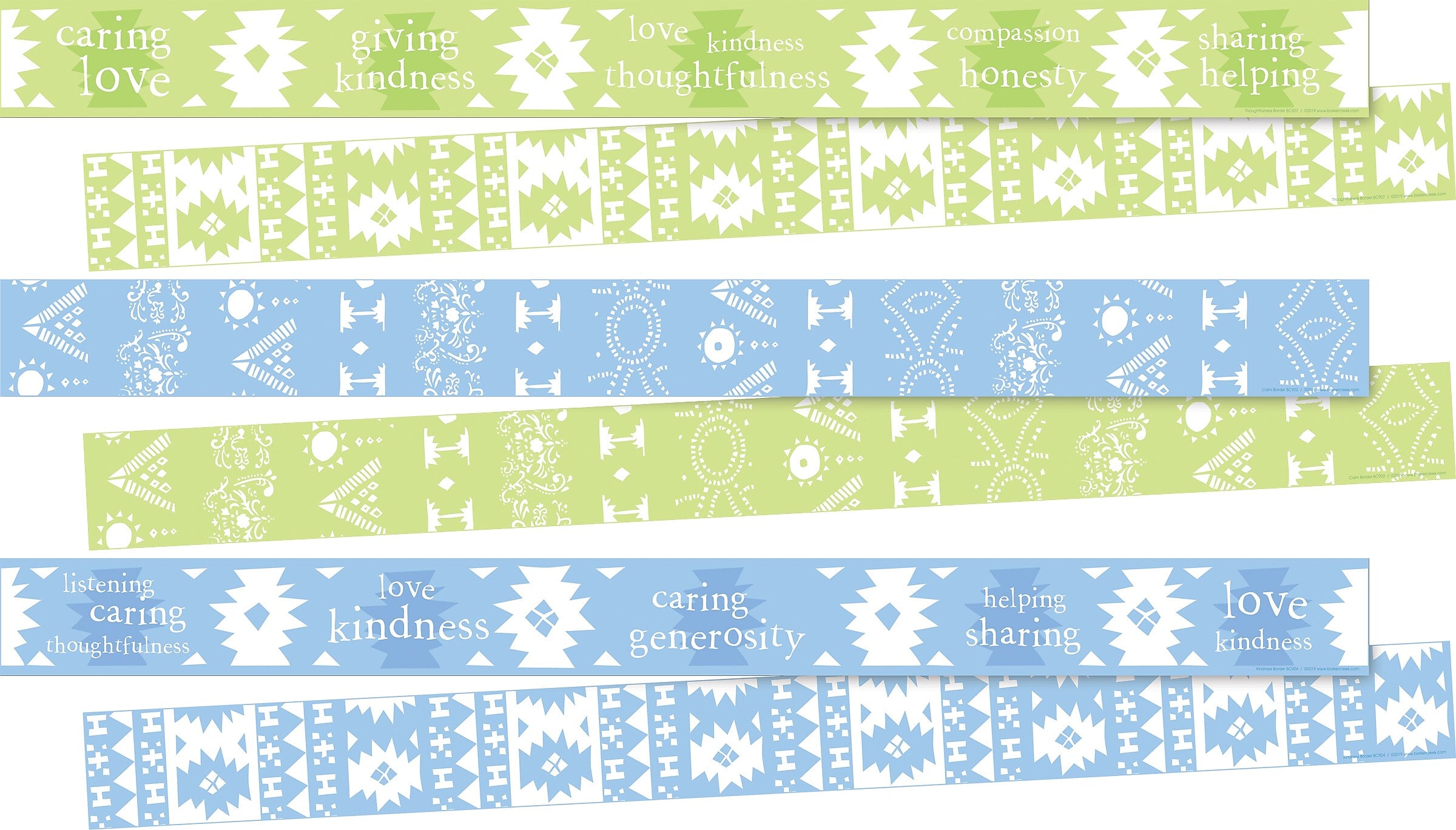 Barker Creek Double-Sided Border Set, 35" x 3", Thoughtful & Kind, 3 designs, 36/Set (4037)