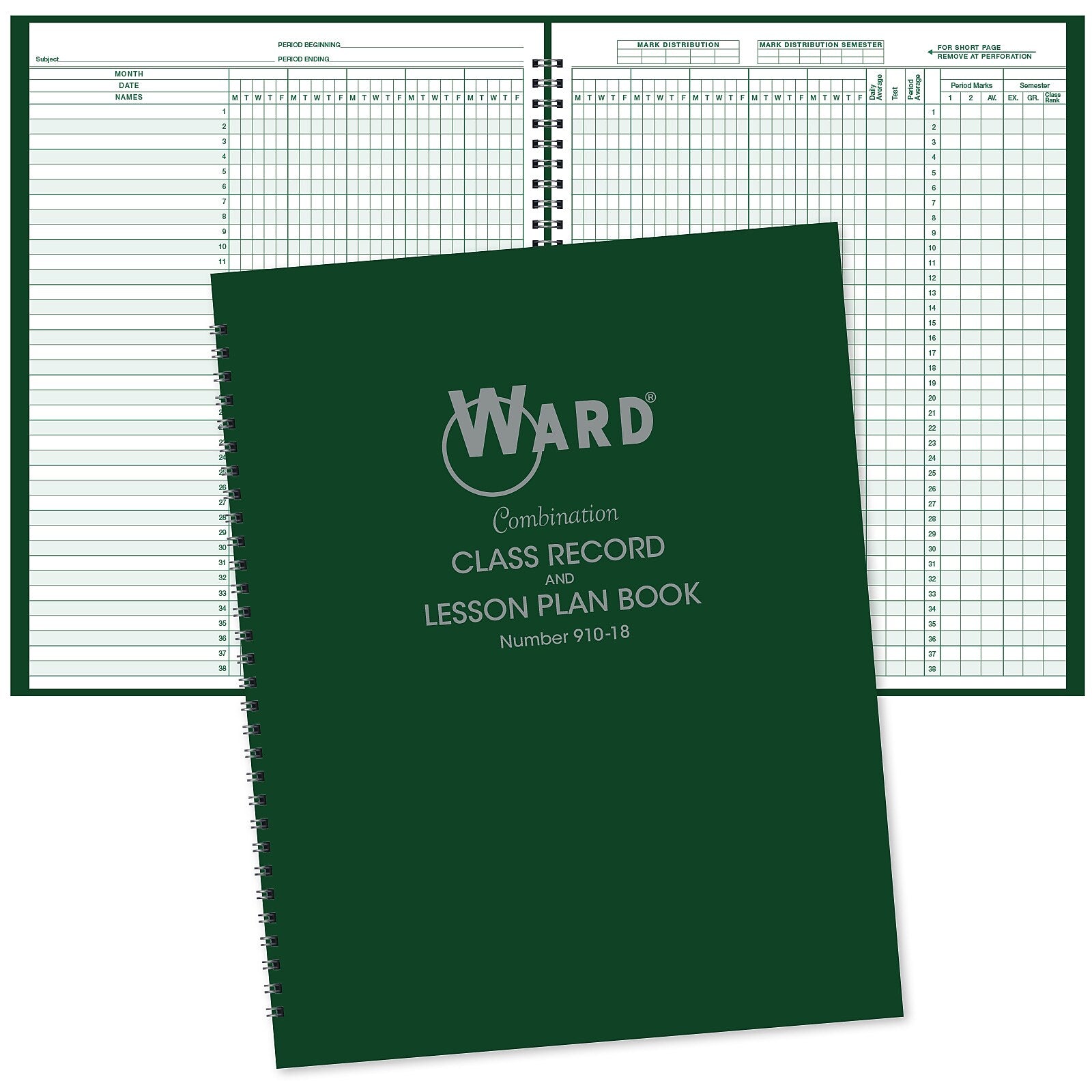 Ward Undated Combination Class Record and Lesson Plan Book, 8.5" x 11", 25/Pack (WRD-910-18-CP)