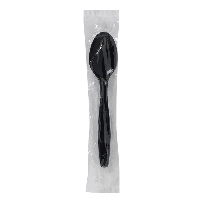 Dixie Individually Wrapped Plastic Teaspoon, Heavy-Weight, Black, 1000/Carton (PTH53C)