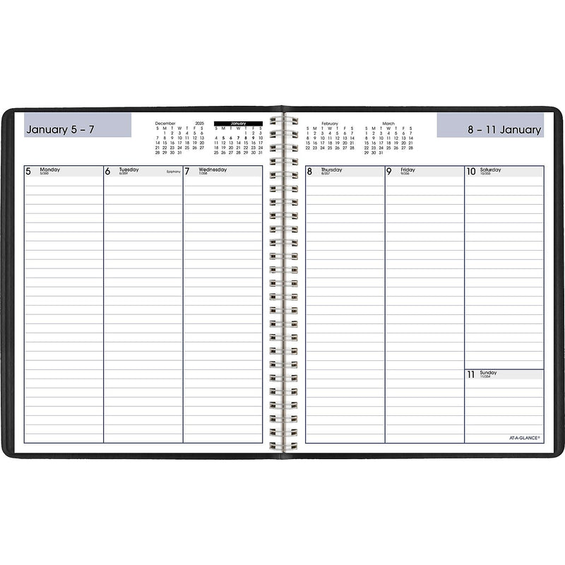 2026 AT-A-GLANCE DayMinder 7" x 8.75" Weekly Planner, Faux Leather Cover, Black (G590-00-26)