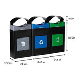Commercial Zone Avante Polyethylene Three-StreamTrash, Recycling and Compost Center, 90-Gallon, Multicolored (787308MSA)
