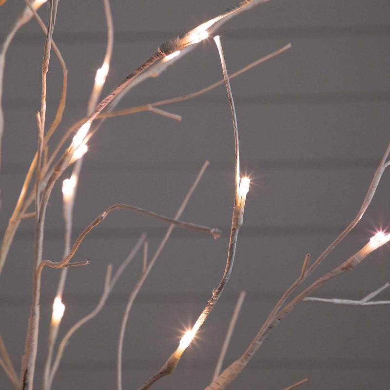 Nearly Natural 4-ft Pre-Lit Artificial White Birch Tree with 51 White LED Lights (T4930)