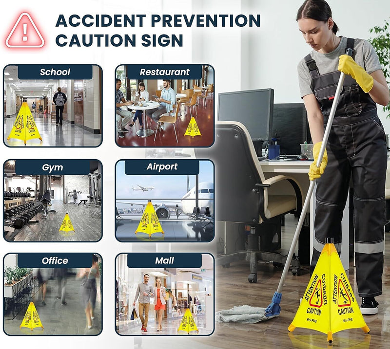 Alpine Industries Caution Wet Floor Sign, Yellow, 10/Pack (ALP498-20-10PK)