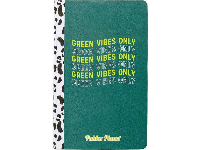 Pukka Pad Green Vibes Only Notebook, 5.28" x 8.46", Wide-Ruled, 96 Sheets, Green (9704-SPP)