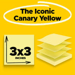 Post-it Pop-up Notes, 3" x 3", Canary Collection, 90 Sheet/Pad, 18 Pads/Pack (R330-18CP)