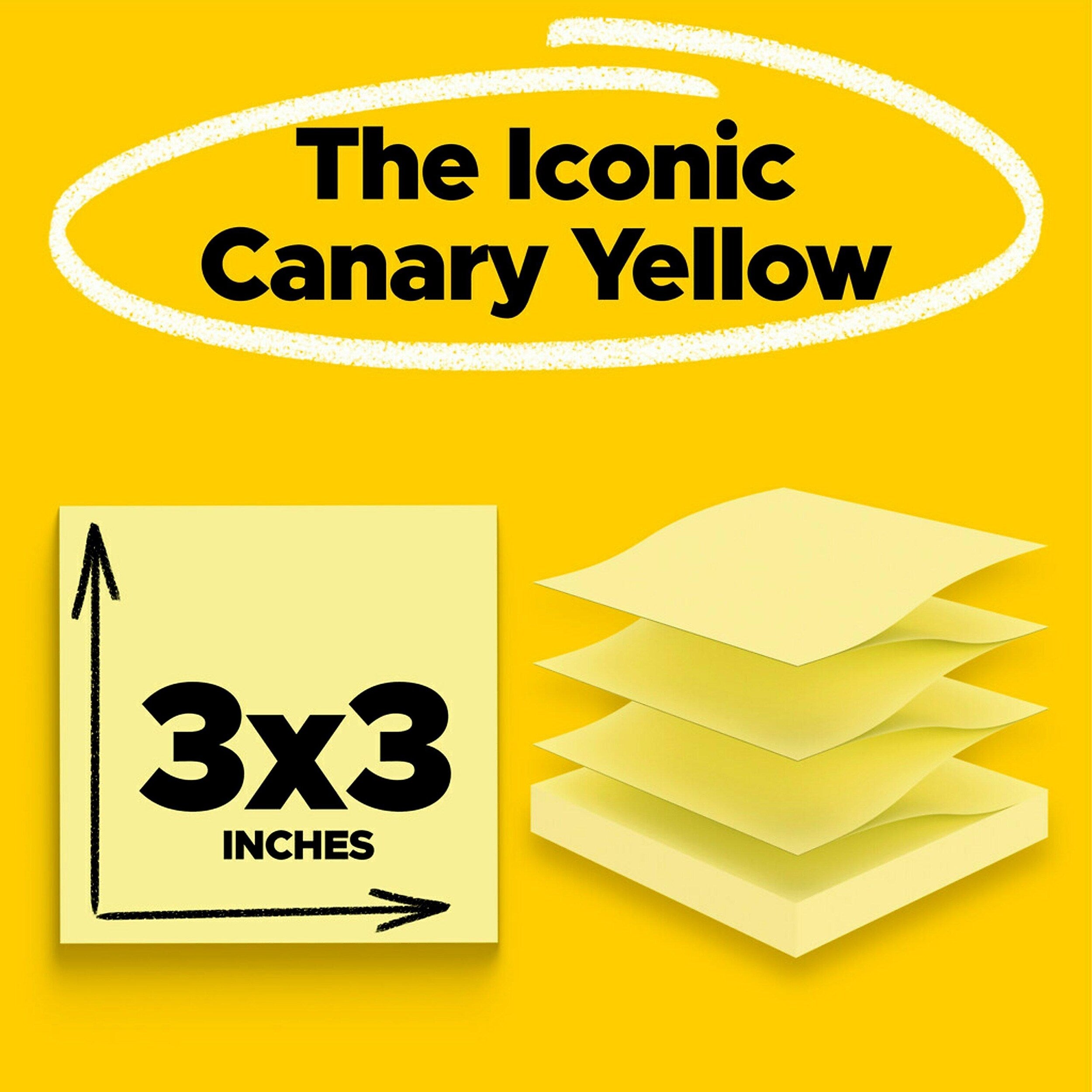 Post-it Pop-up Notes, 3" x 3", Canary Collection, 90 Sheet/Pad, 18 Pads/Pack (R330-18CP)