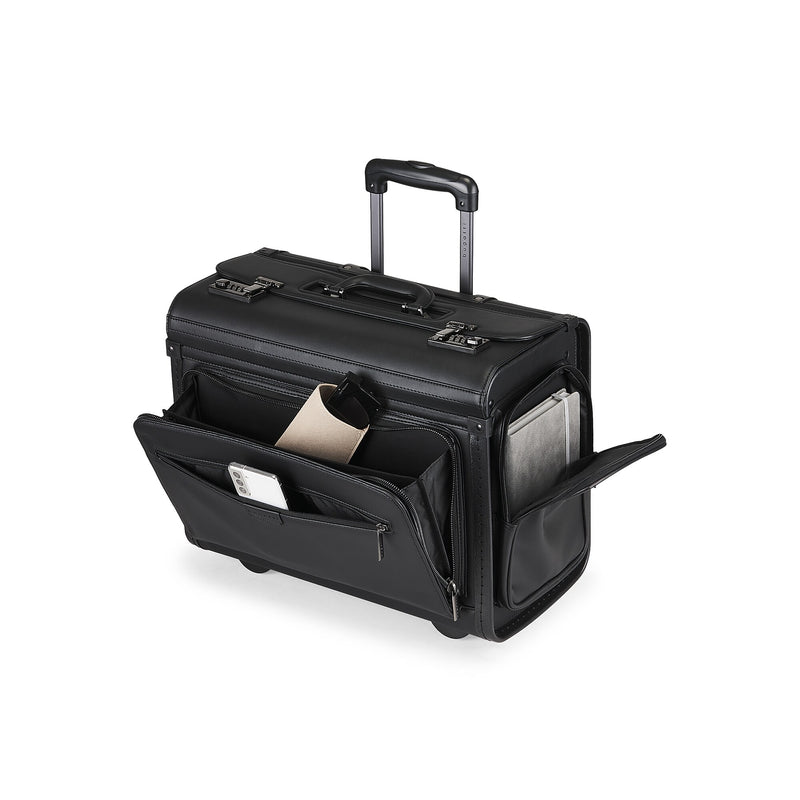 Bugatti Warren Briefcase, Laptop Compatible, Rolling, Black (BZCW053-Black)